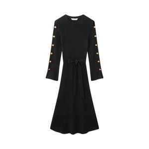 L.K. Bennett Mirren Black Plain Shank Button Jumper Dress